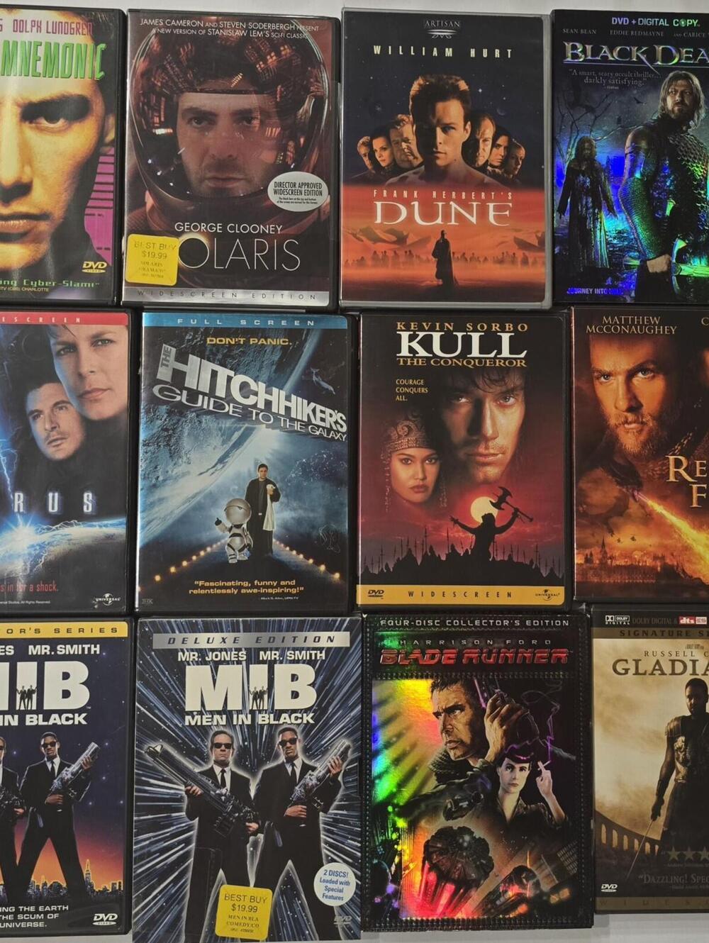 DVD Movies in 12 Cases Sci Fi Action Bundle 17 Discs Blade Runner. Gladiator .